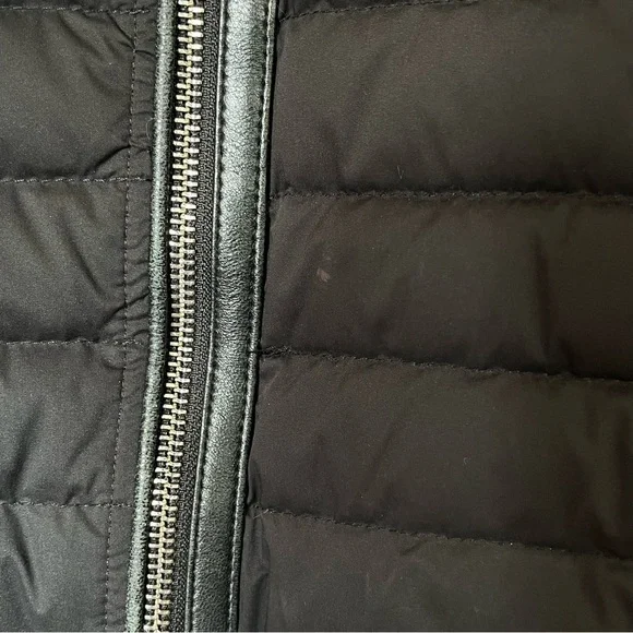 Atelier Noir Black Cortina Coat Quilted Jacket Duck Down Lamb Leather Trim Large - Picture 16 of 16